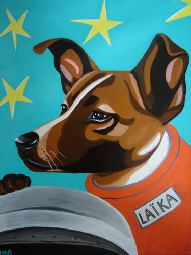 Original Pop Art Dogs Paintings by Laurence Hochin