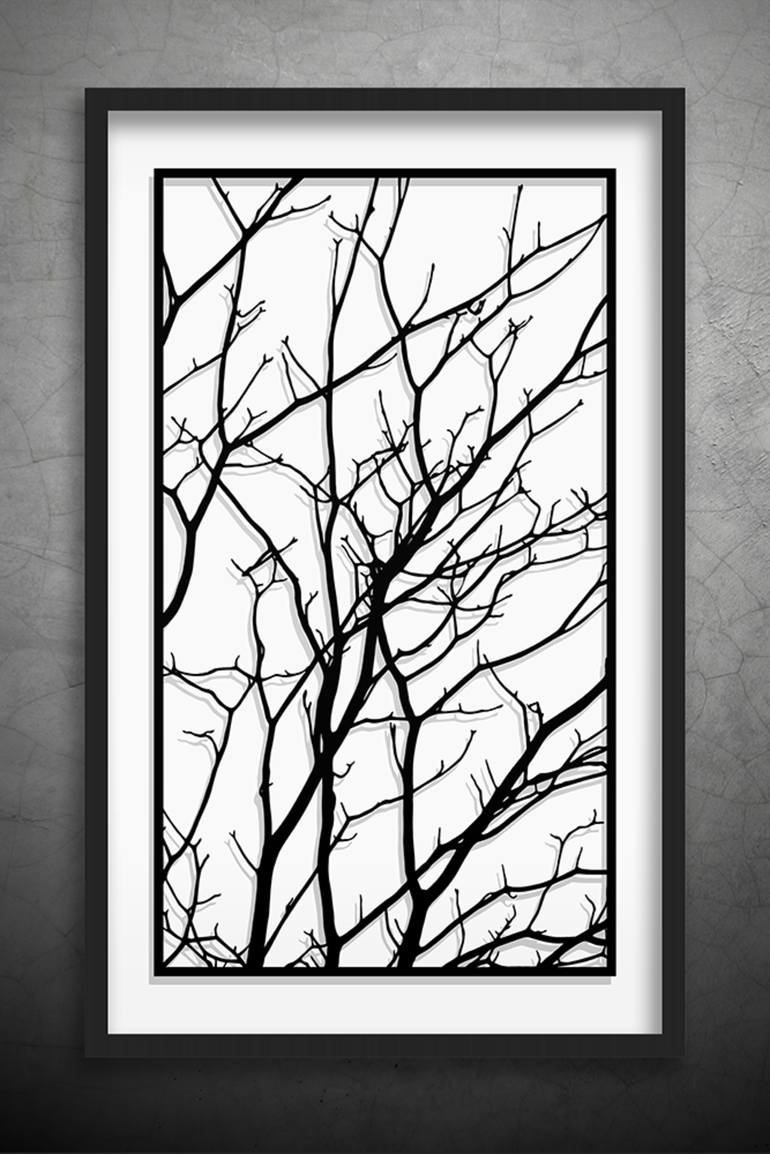 Tree Branches Original Paper Cut Art Black And White Wall Art