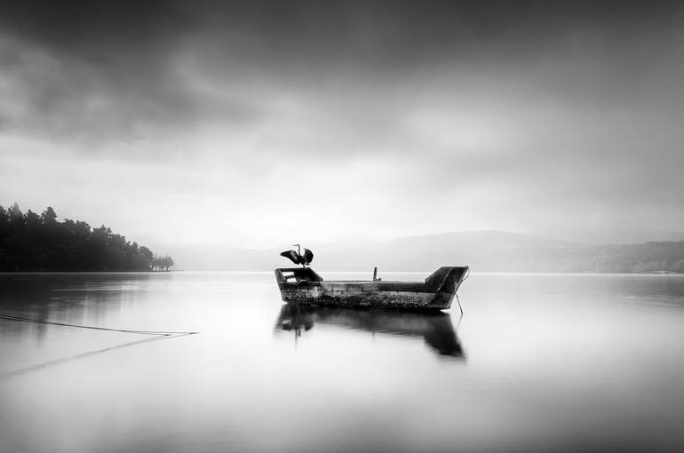 Original Landscape Photography by George Digalakis | Black & White Art on Paper | Early Morning at the Lake II