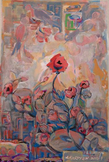 Original Impressionism Floral Painting by Albert Karoyan