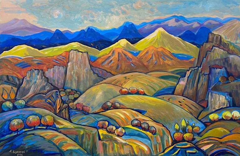 Sunrise at The Mountains Painting by Albert Karoyan | Saatchi Art