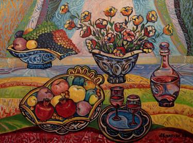 Original Abstract Expressionism Still Life Paintings by Albert Karoyan
