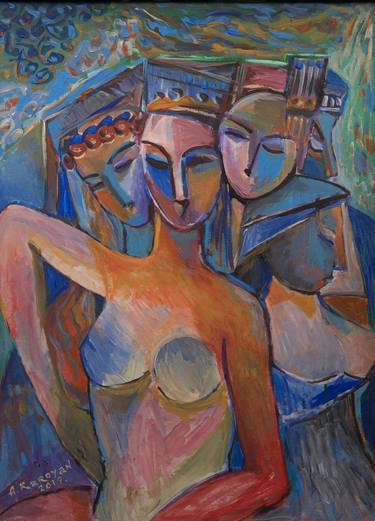 Original Cubism Women Paintings by Albert Karoyan