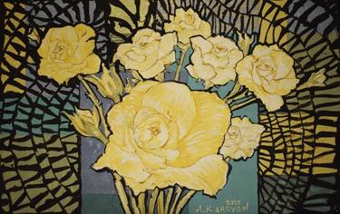Original Expressionism Floral Paintings by Albert Karoyan