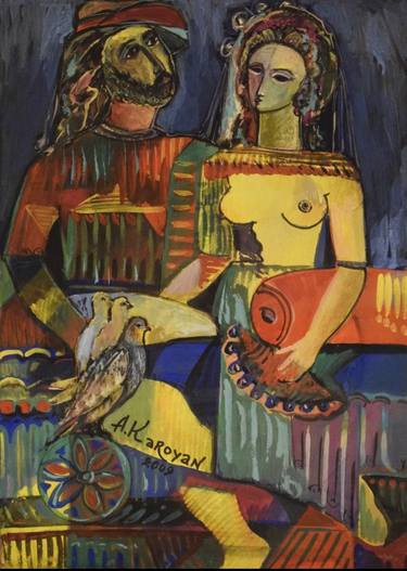 Original Abstract Expressionism People Paintings by Albert Karoyan