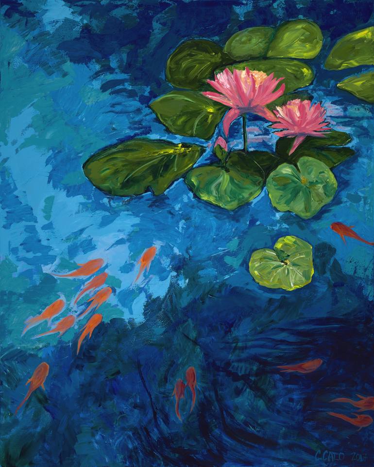 Lily Pond Painting by Cheryl Calo | Saatchi Art