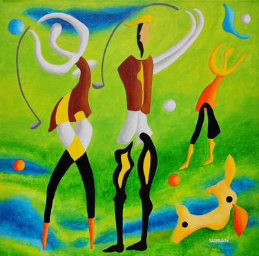 Original Figurative Sport Paintings by Peter Vámosi - VamosiArt group