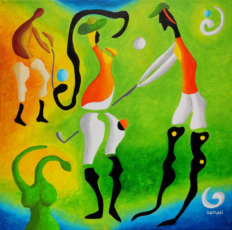 Print of Figurative Sport Paintings by Peter Vamosi - Vamosiart Group