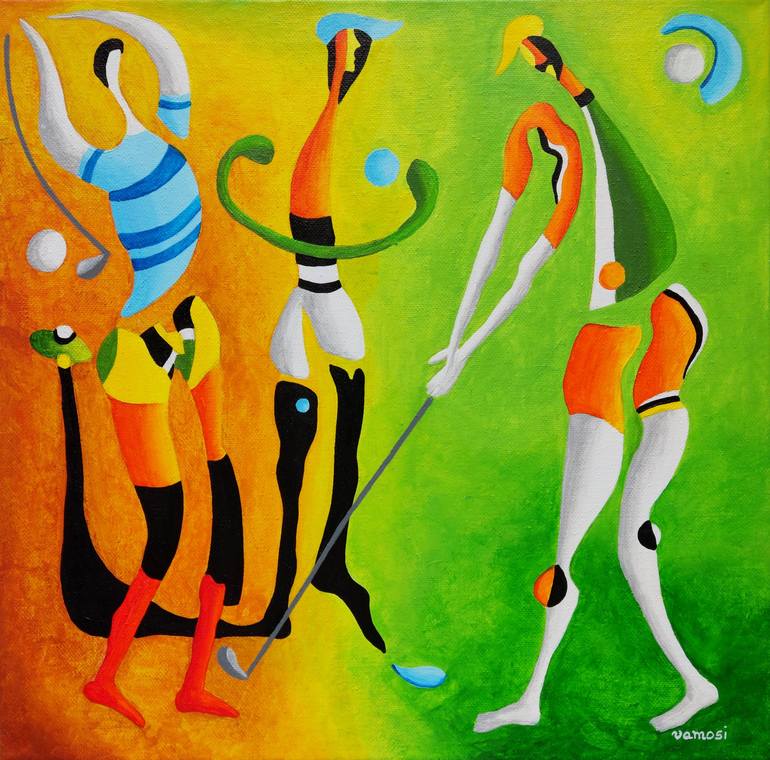 Print of Figurative Sport Paintings by Peter Vamosi - Vamosiart Group