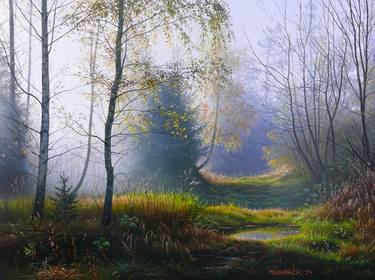 Foggy autumn morning in the forest by Emil Mlynarcik thumb