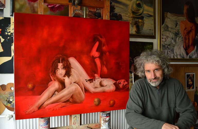 Original Figurative Erotic Painting by Vamosiart Gallery