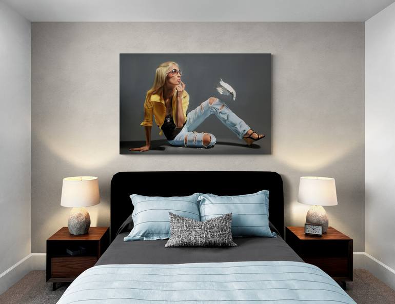 Original Figurative Women Painting by Vamosiart Gallery