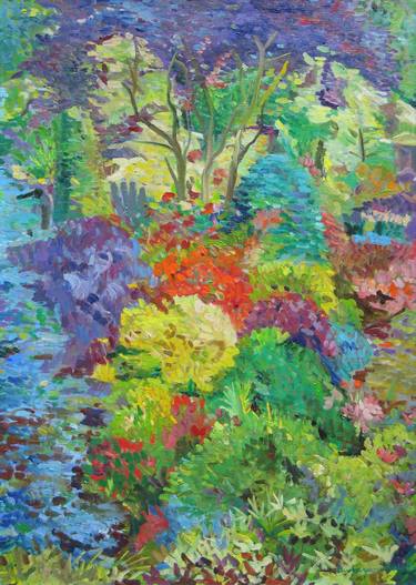 Original Impressionism Garden Paintings by Peter Vamosi - Vamosiart Group