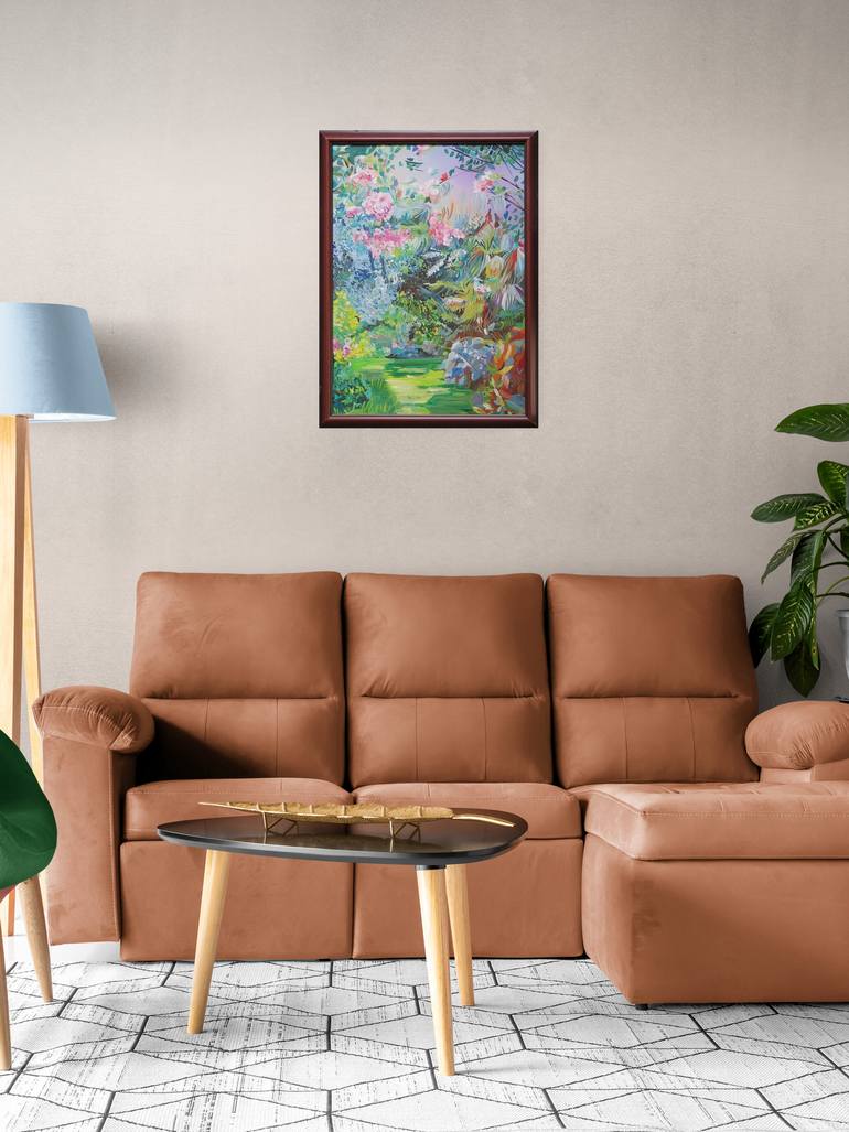 Original Impressionism Garden Painting by Peter Vamosi - Vamosiart Group