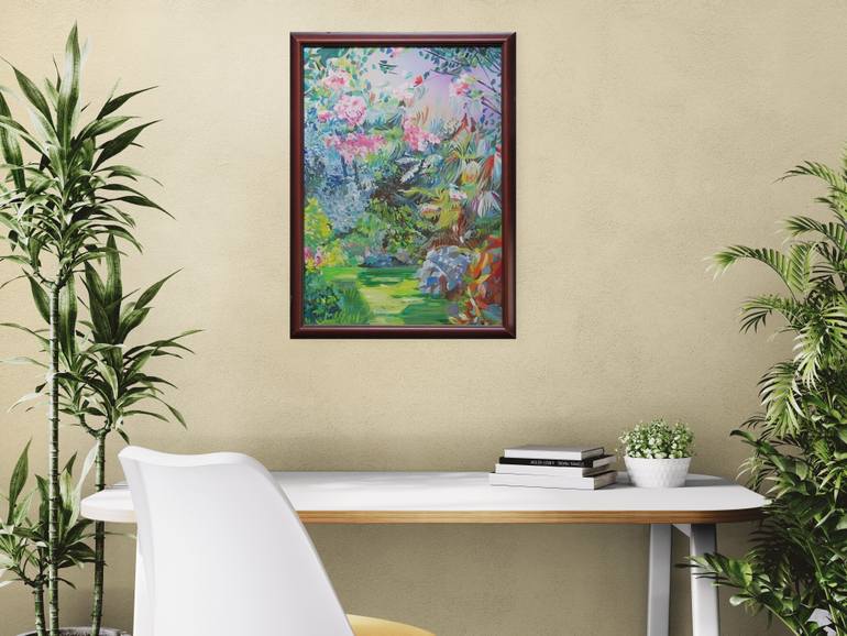 Original Impressionism Garden Painting by Peter Vamosi - Vamosiart Group