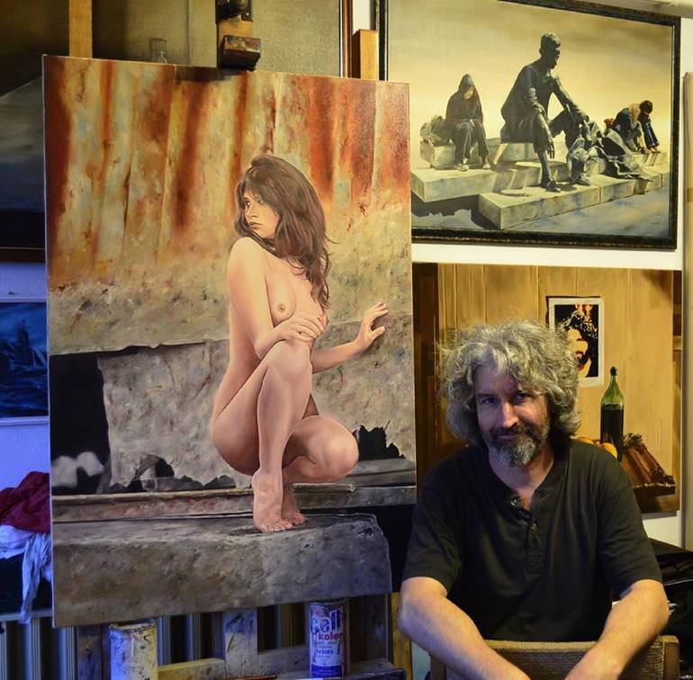 Original Figurative Nude Painting by Vamosiart Gallery