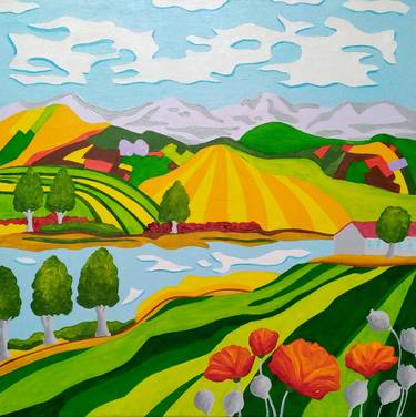 Print of Pop Art Landscape Paintings by Peter Vámosi - VamosiArt group