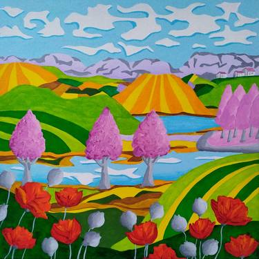 Print of Pop Art Landscape Paintings by Peter Vámosi - VamosiArt group