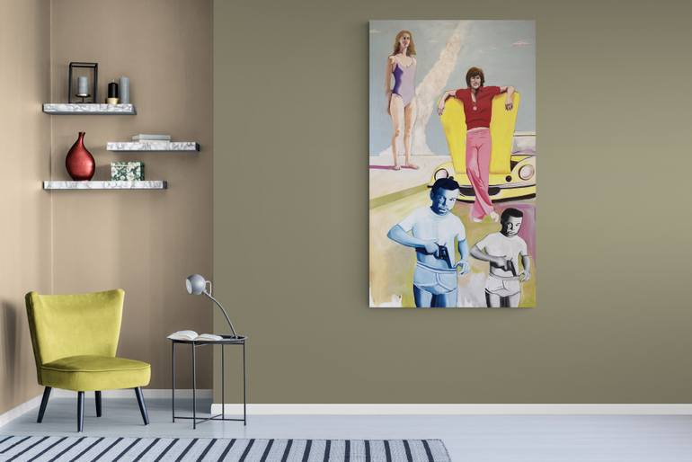 Original Figurative Family Painting by Vamosiart Gallery