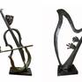 Diptych sculpture Cellist + Harp player by Kristof Toth