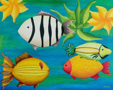 Print of Fish Paintings by Peter Vámosi - VamosiArt group