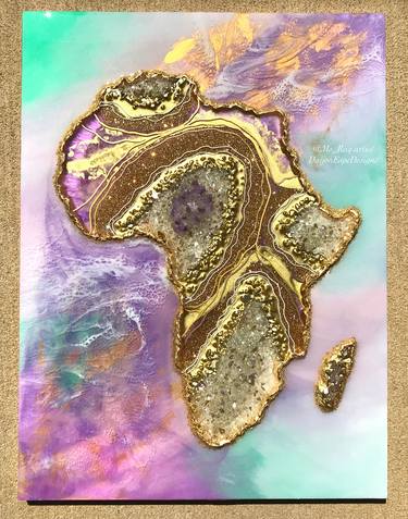 Dahlia Geode Agate Painting of Africa thumb