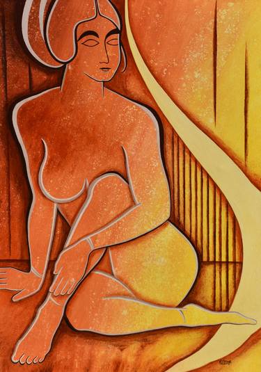 Print of Nude Paintings by R P Singh