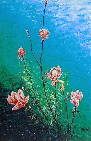 Original Floral Paintings by R P Singh