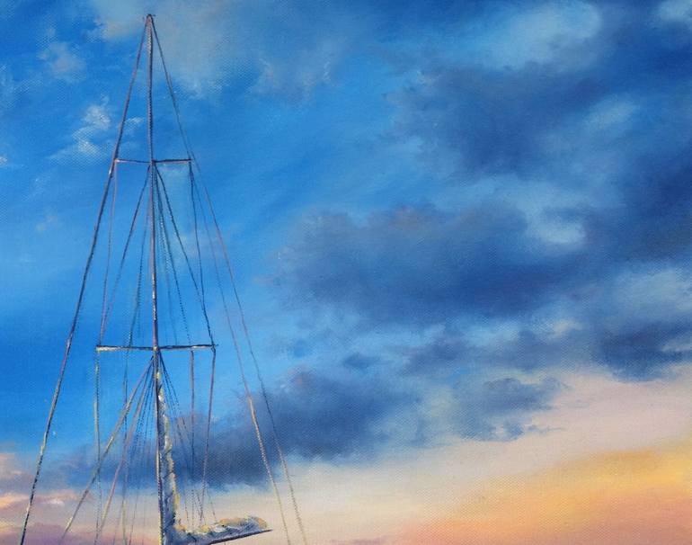 Original Fine Art Sailboat Painting by Mariia Ignatkina