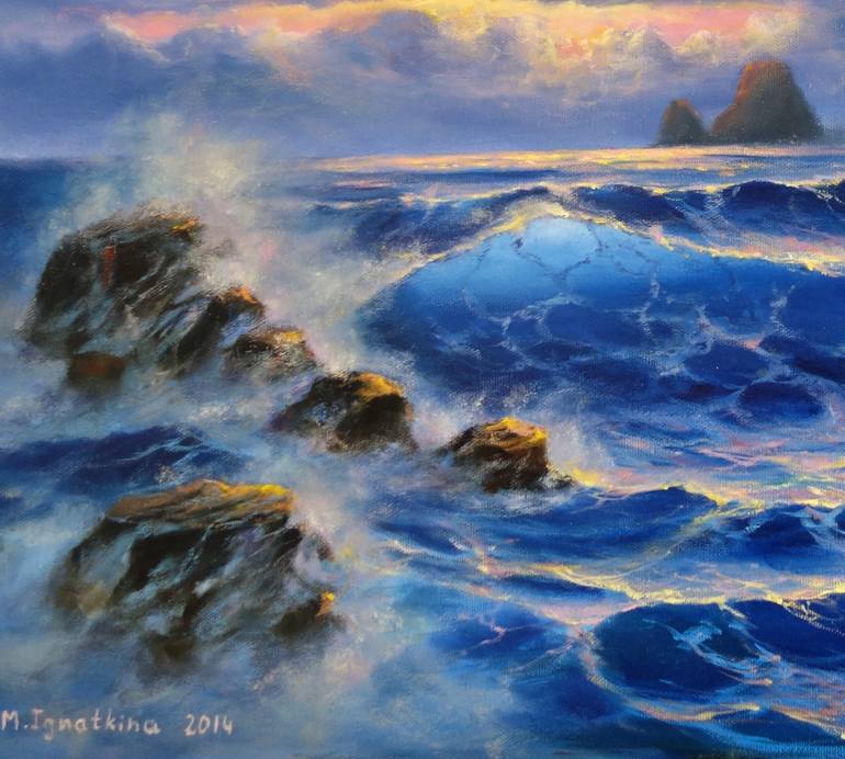 Original Expressionism Seascape Painting by Mariia Ignatkina