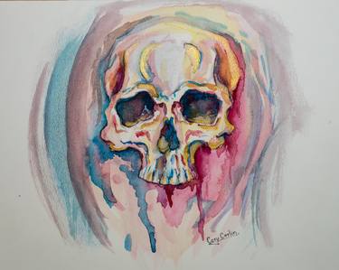 Saatchi Art Artist Cory Carlin; Paintings, “watercolour skull” #art