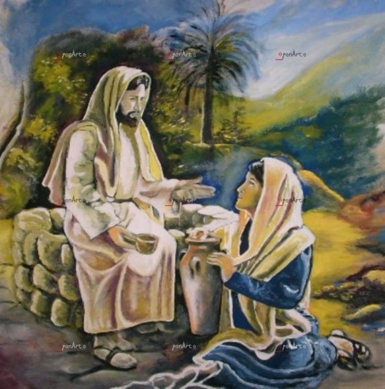Cristo E La Samaritana Al Pozzo Gesù e la Samaritana al pozzo Painting by Oronzo Curvo | Saatchi Art