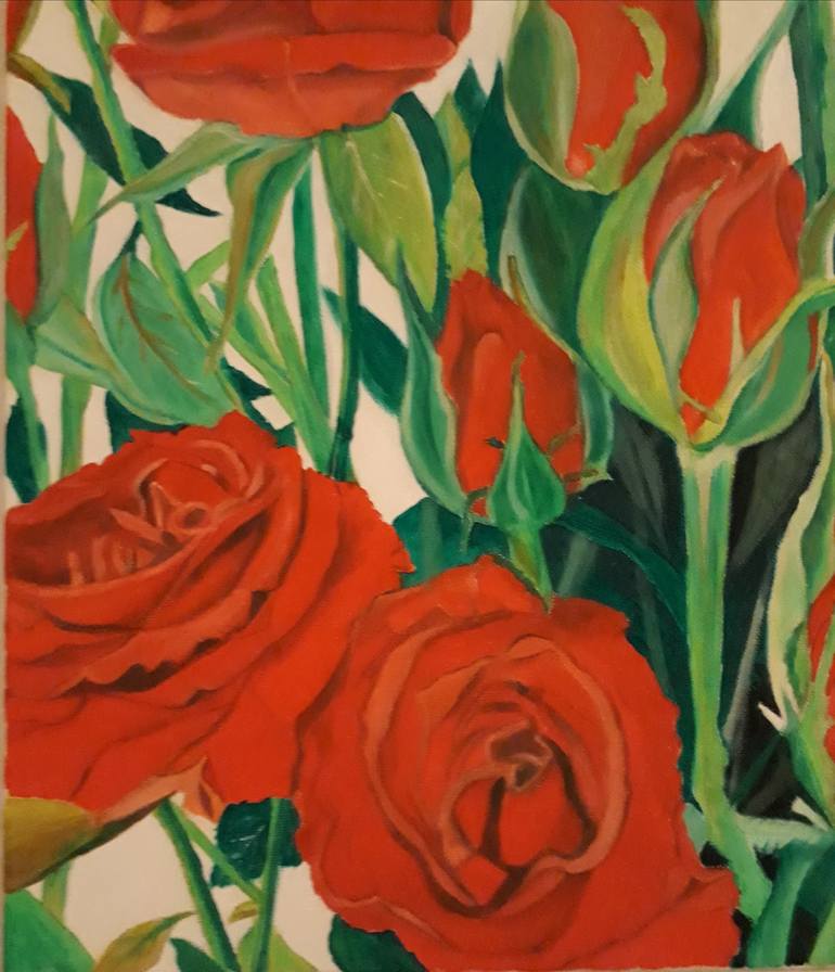 Original Expressionism Floral Painting by Rosario Grimaldi