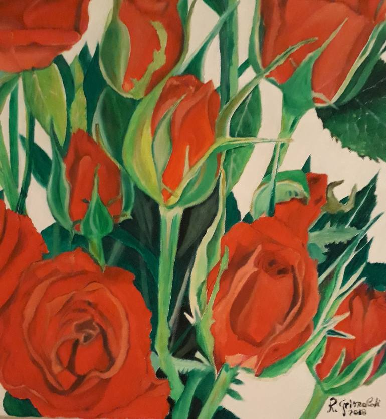 Original Expressionism Floral Painting by Rosario Grimaldi
