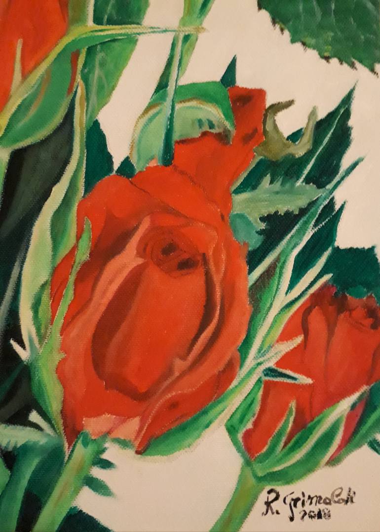 Original Expressionism Floral Painting by Rosario Grimaldi
