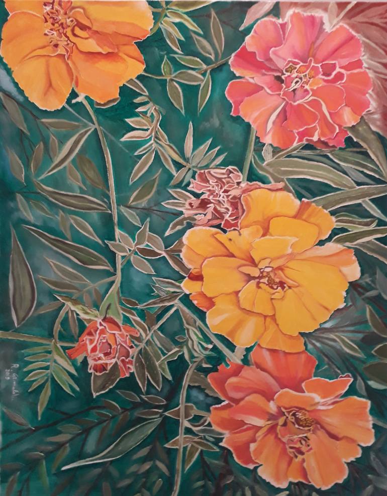Original Expressionism Floral Painting by Rosario Grimaldi