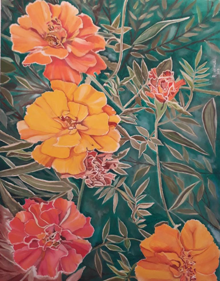 Original Expressionism Floral Painting by Rosario Grimaldi