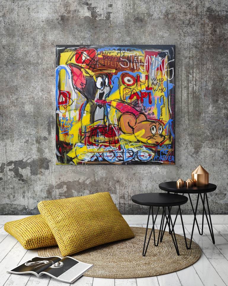 Original Abstract Expressionism Cartoon Painting by Diego Tirigall