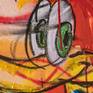 close-up details of expressionist painting on the relationship between entertainment platforms, children and their parents 6