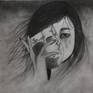 This art piece depicts the reality of our generation where all of us have mastered the skill to hide our sadness behind the mask of happiness that we wear everyday. 
But what we really need to do is ask for help and cherish the little joys of life.

Its a charcoal artwork on a paper and is unframed.