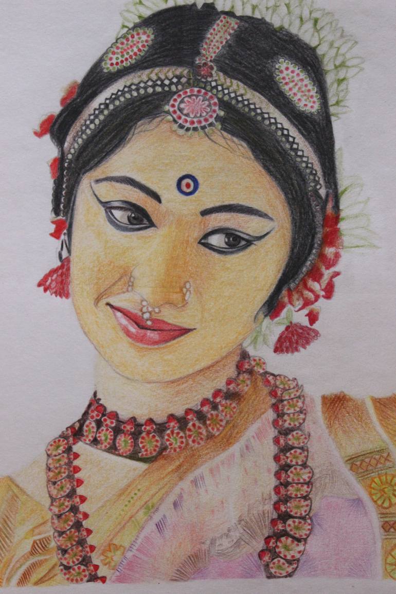 Bharatanatyam Dive Drawing by Namrata Agarwal | Saatchi Art