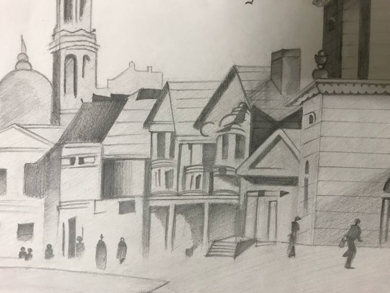 Original Modernism Cities Drawing by Namrata Agarwal