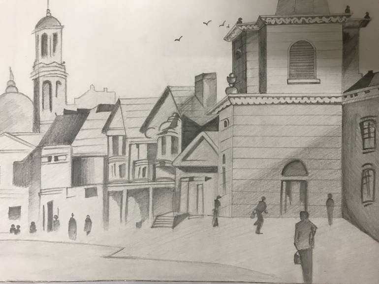 Original Modernism Cities Drawing by Namrata Agarwal