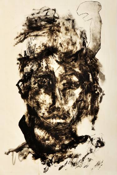 Original Abstract Expressionism Portrait Printmaking by Rossi Aguilar