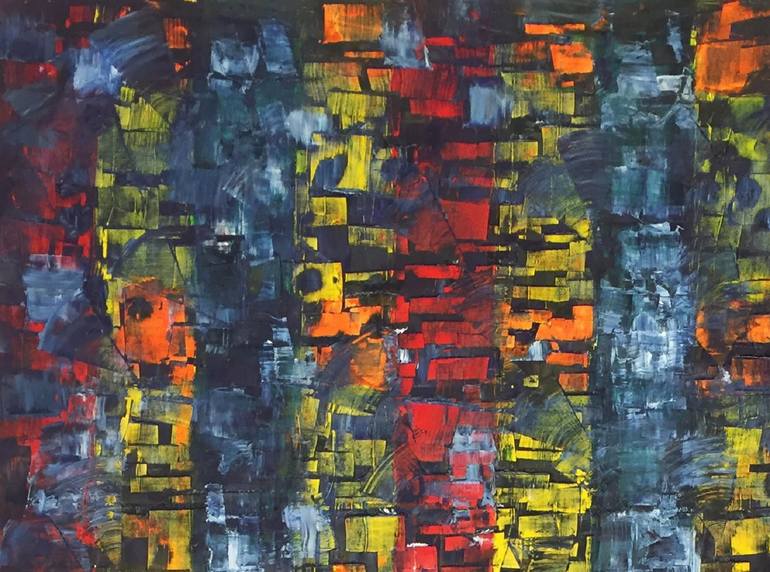 Original Abstract Architecture Painting by Eylem Onal Sahin