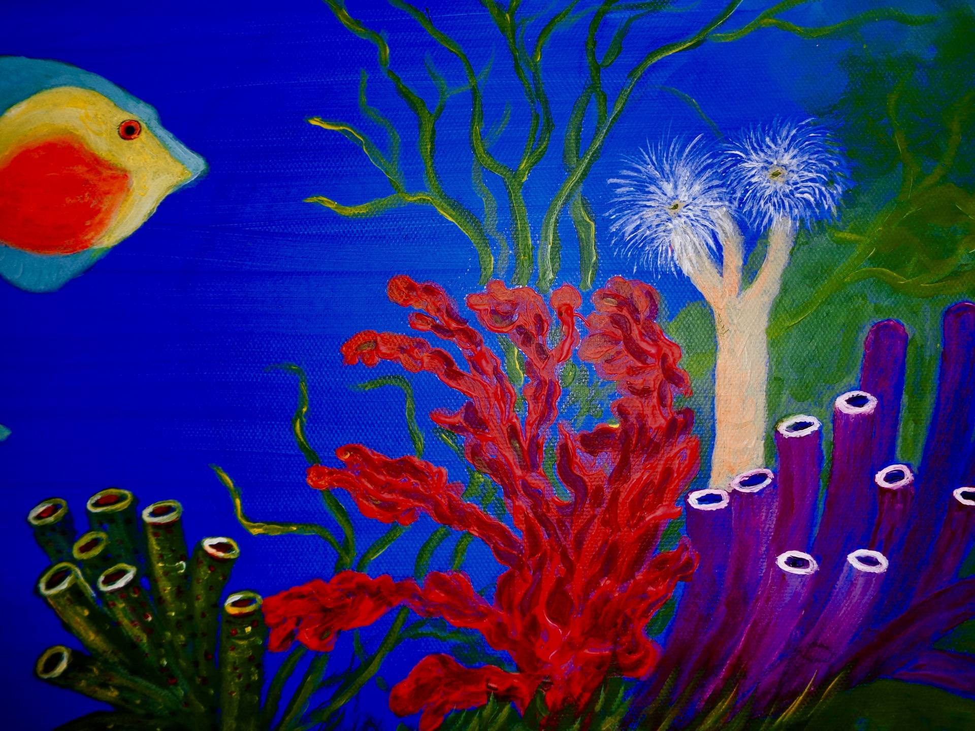 Coral Reef Painting - Coral reef turtle painting by linda olsen nature ...