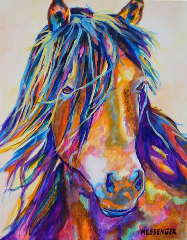 Print of Expressionism Horse Paintings by Denise Messenger