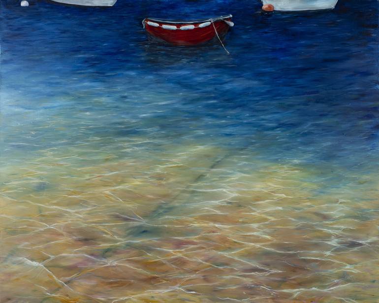 Original Fine Art Boat Painting by Rosie Burns