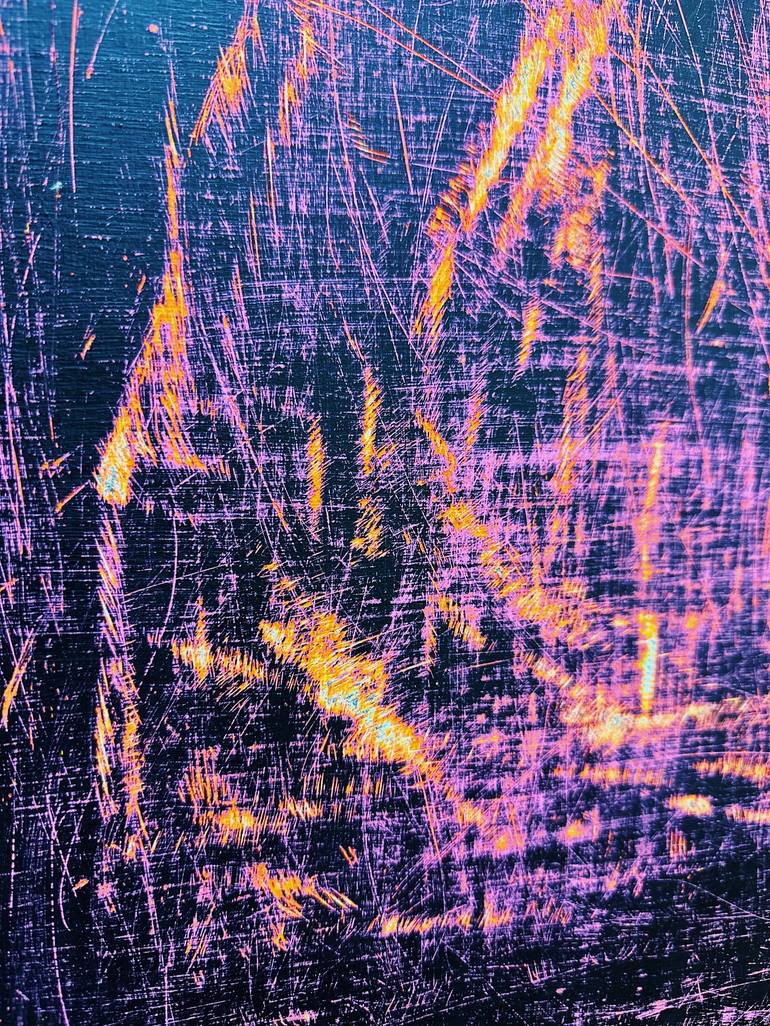 和硯　硯板　蒼龍石⑰　曲線と直線の融合美 Between The Lines #7 (Spark, Reborn 火光, 重生) Painting by