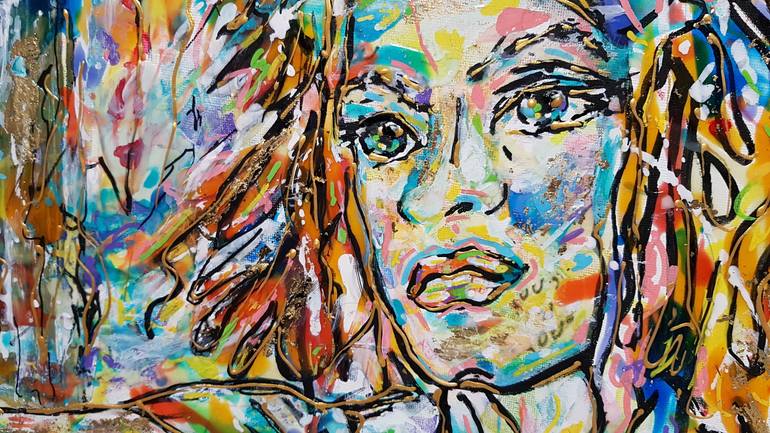 Original Abstract Expressionism Portrait Painting by Karine Langevin KJL